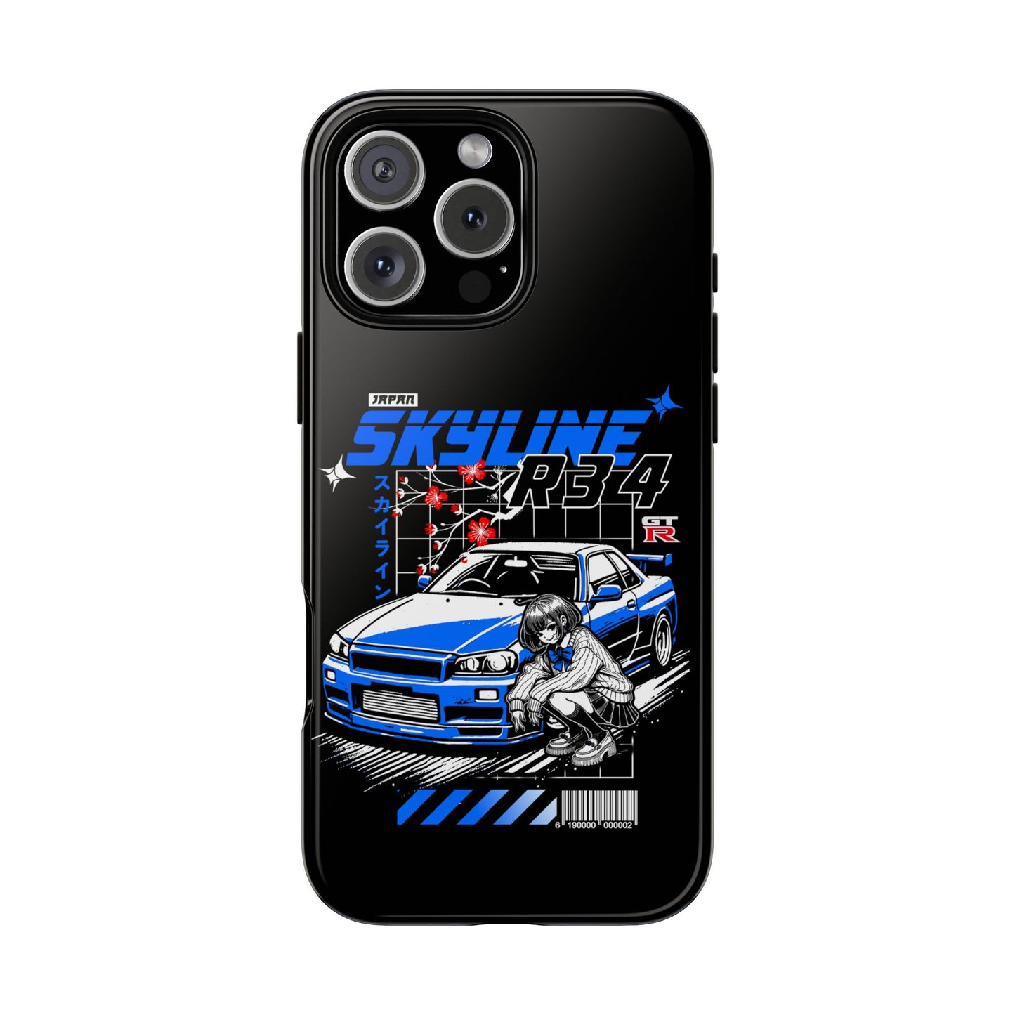 Skyline R34 Tough Case - Retro Car Art iPhone Cover