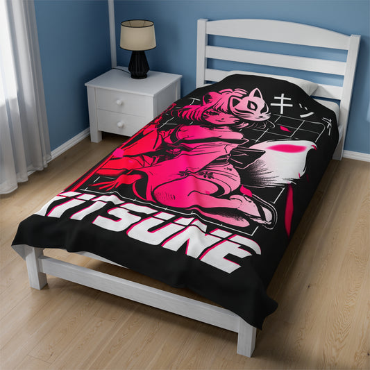 Kitsune Velveteen Plush Blanket - Cozy Anime-Inspired